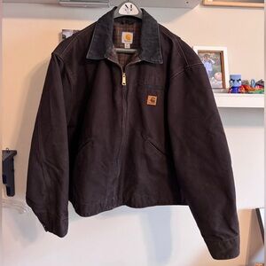 Carhartt Men's Dark Brown Jacket with Black Collar